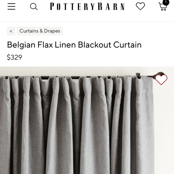 Pottery Barn Belgian Flax Linen Blackout Curtin Gray 100x108 NWT